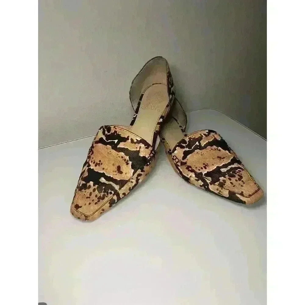 Vince Camuto Animal Print Real Cow Hair Kordie 3 Flats Size 7.5 Women's Unique